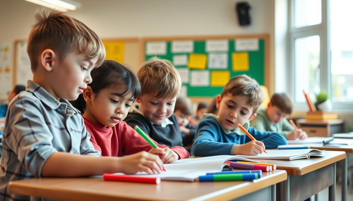 Student using learning strategies while studying